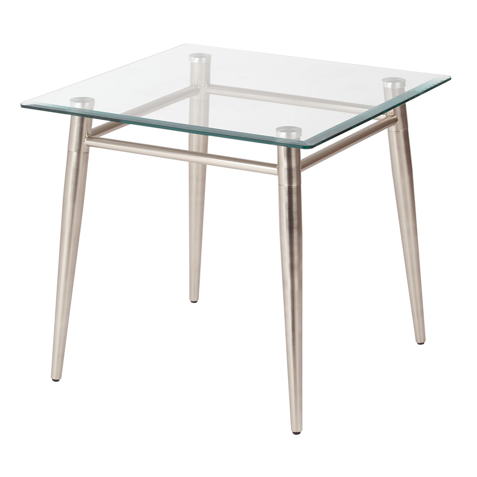 brooklyn square glass and brushed nickel end table