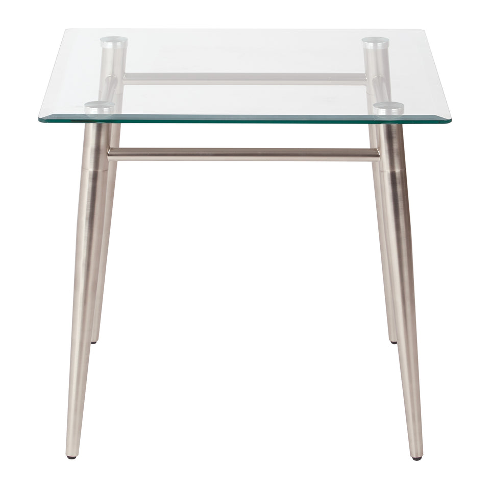 brooklyn square glass and brushed nickel end table front