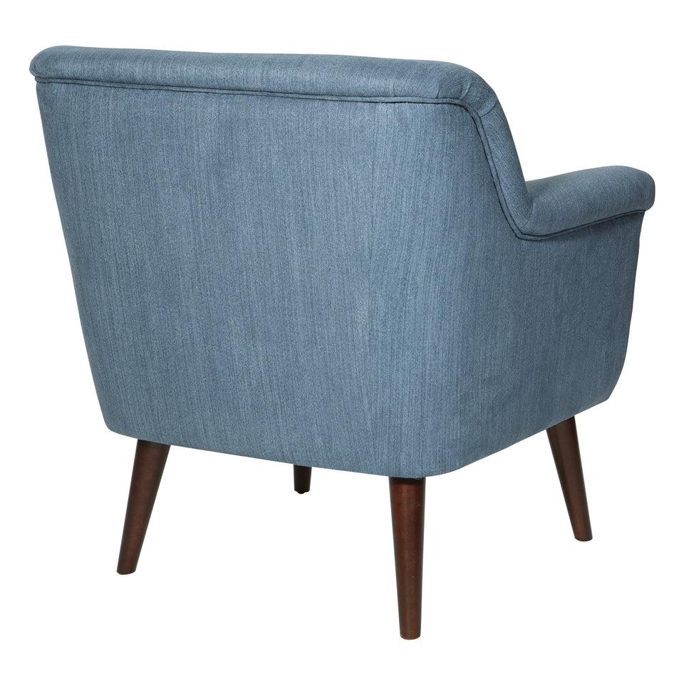 dominic mid century modern lounge chair blue angle  back