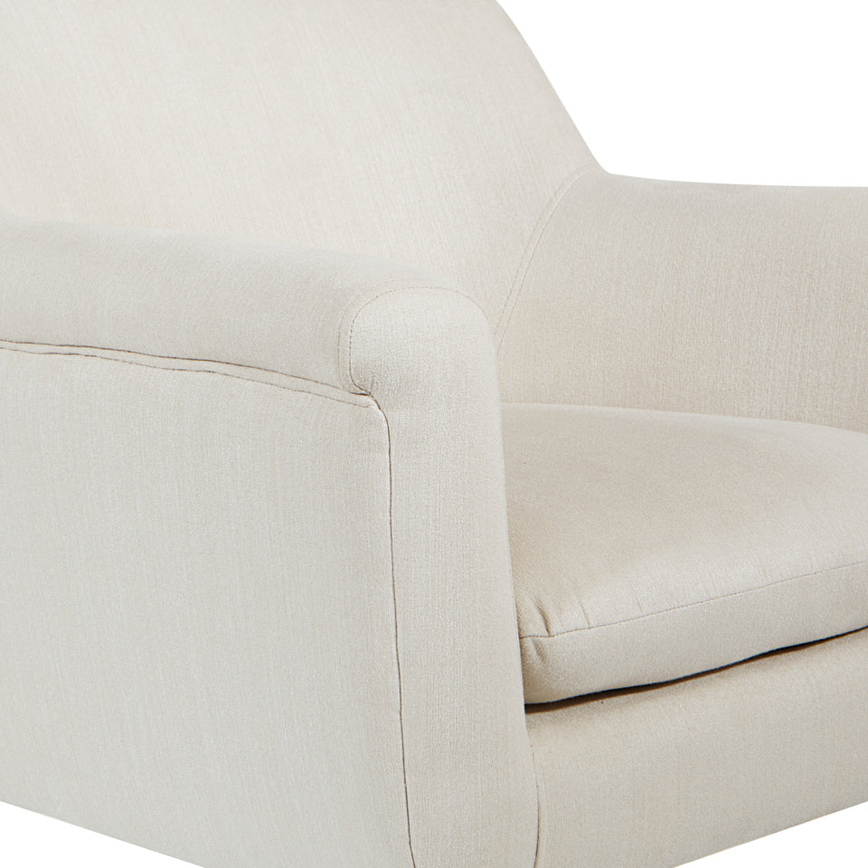 dominic mid century modern lounge chair ivory detail