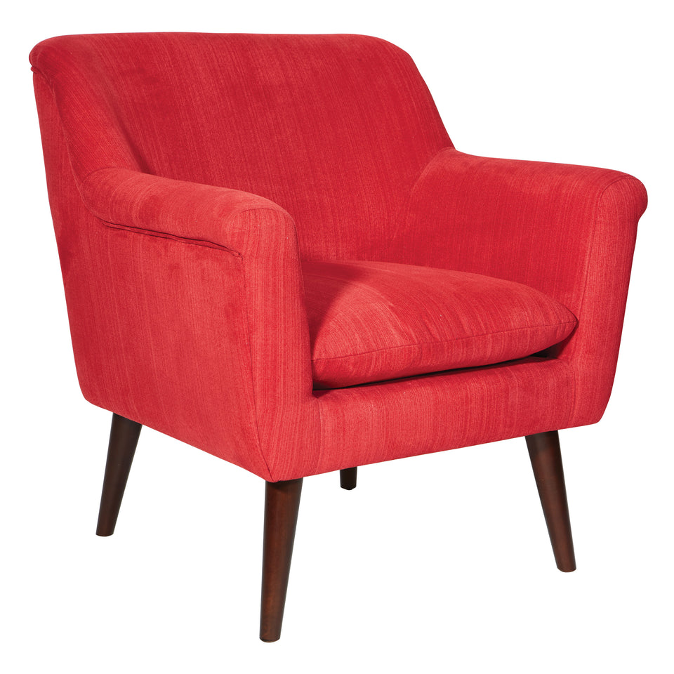 dominic mid century modern lounge chair red angle