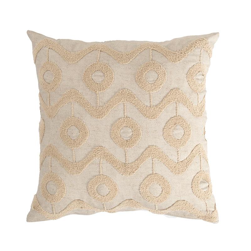 textured beige geometric square pillow cover