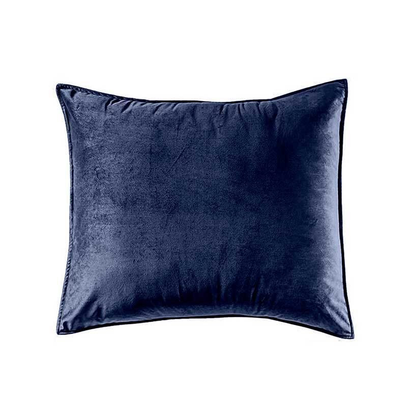 18"W x 18"H square blue solid velvet pillow cover