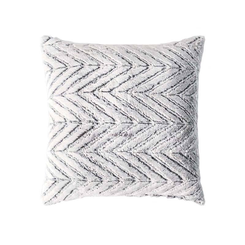 Textured silver furry 20" x 20" square decorative pillow