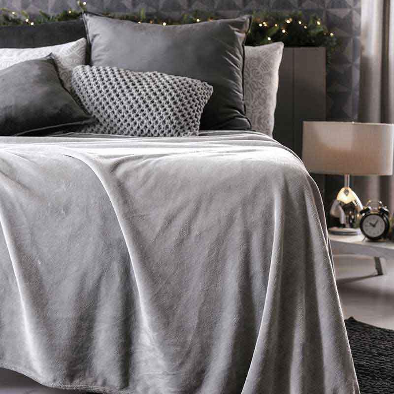 Gray velour light blanket