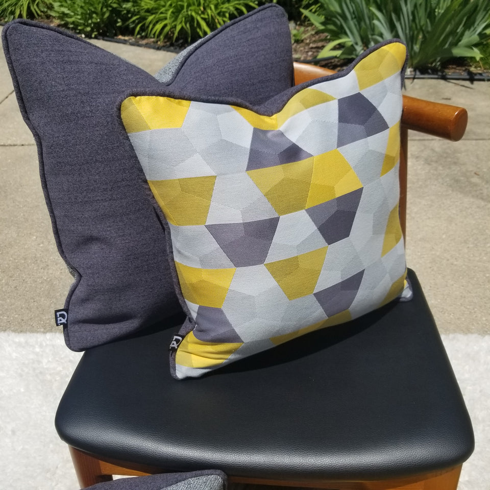 decurban grellowstone pair of grey and yellow reversible pillow covers