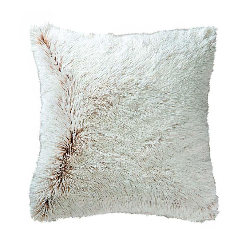 white / ivory textured shaggy furry pillow 
