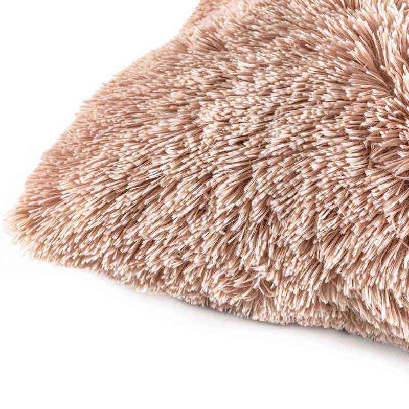 pink textured shaggy furry pillow detail