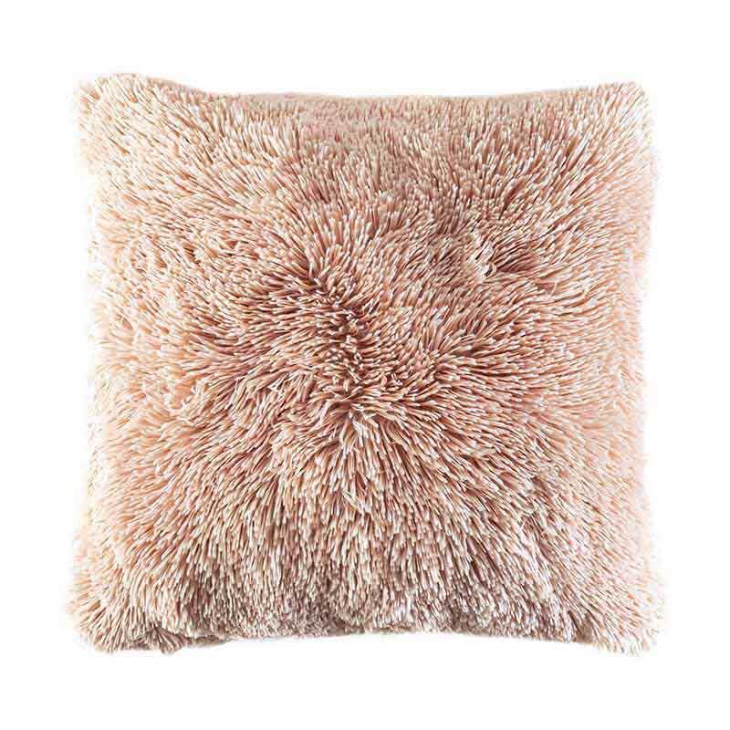 pink textured shaggy furry pillow