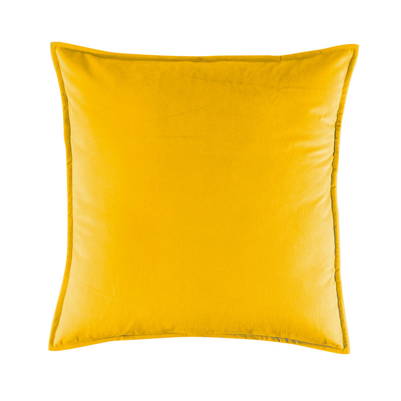 18"W x 18"H square yellow solid velvet pillow cover
