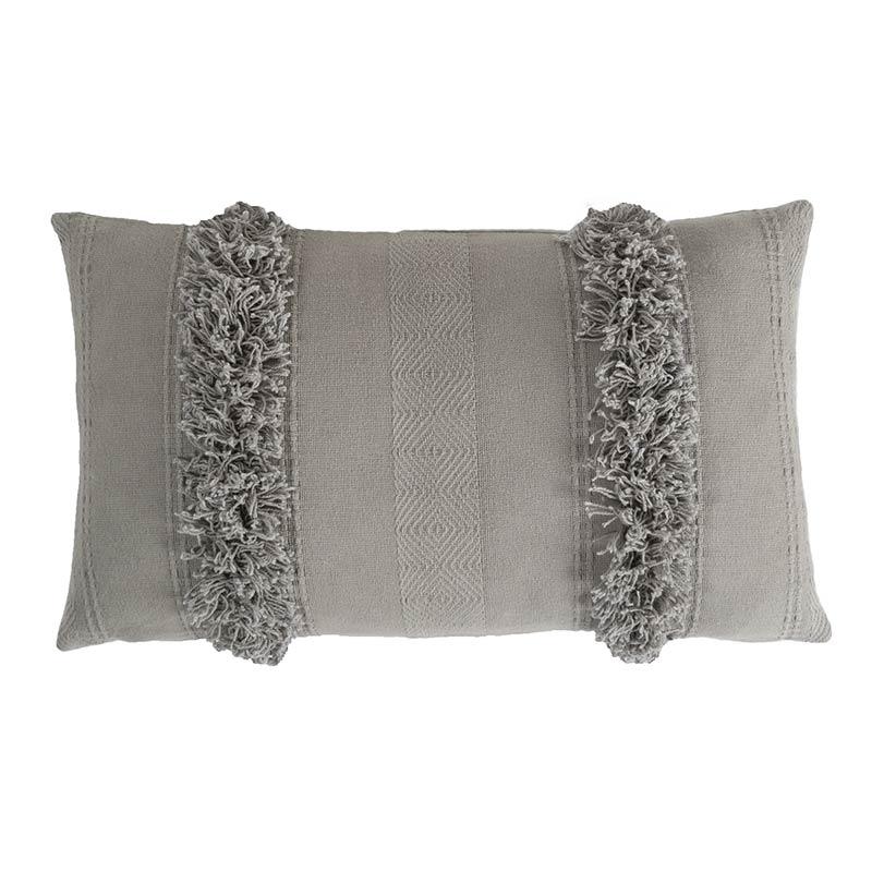 gray textured woven rectangle decorative throw pillow