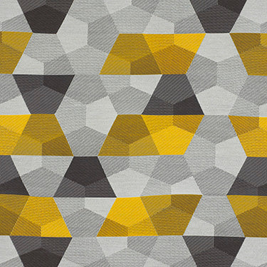 yellow, light gray, and dark geometric patterned cotton fabric Momentum Tundra color Fold