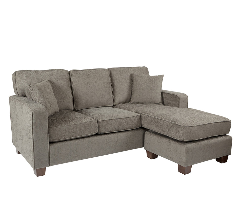 bavido sectional plush sofa in gray angle