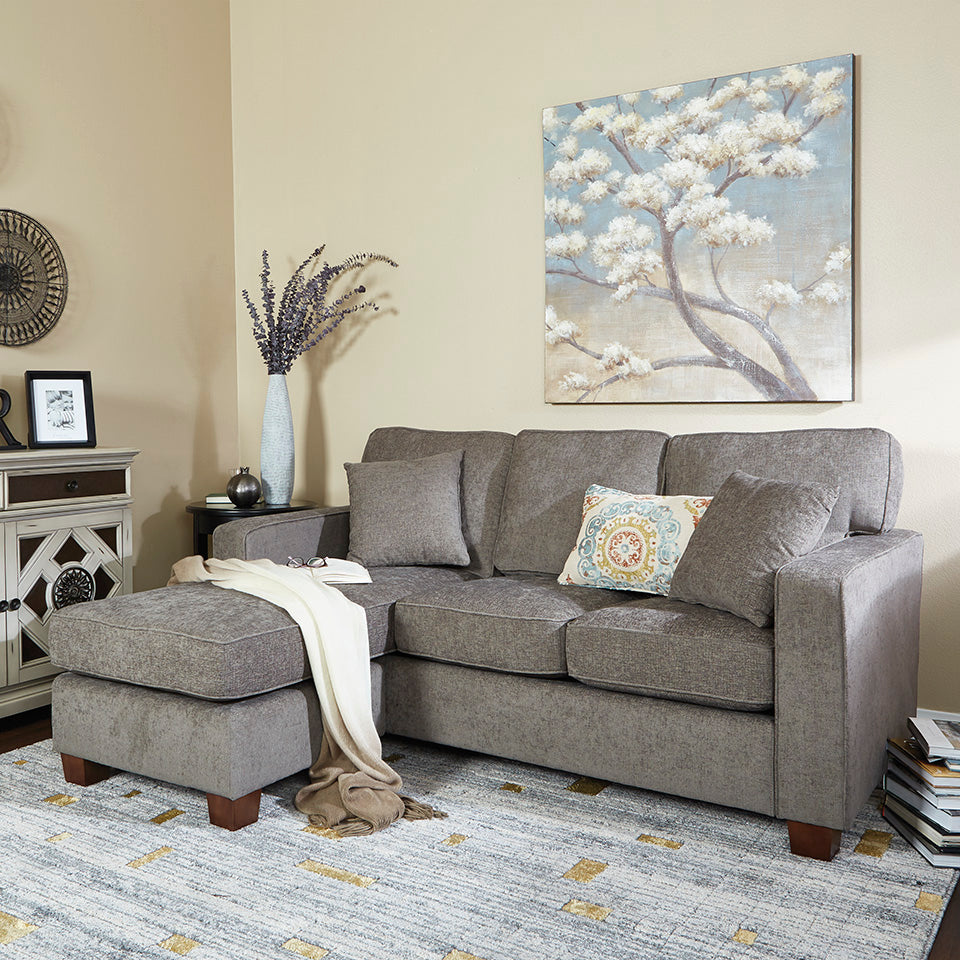 bavido sectional plush sofa in gray in living room setting 2