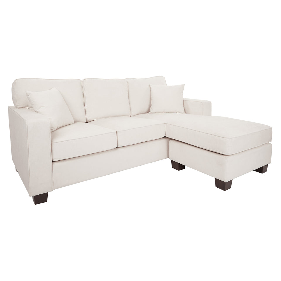 bavido sectional plush sofa in white angle