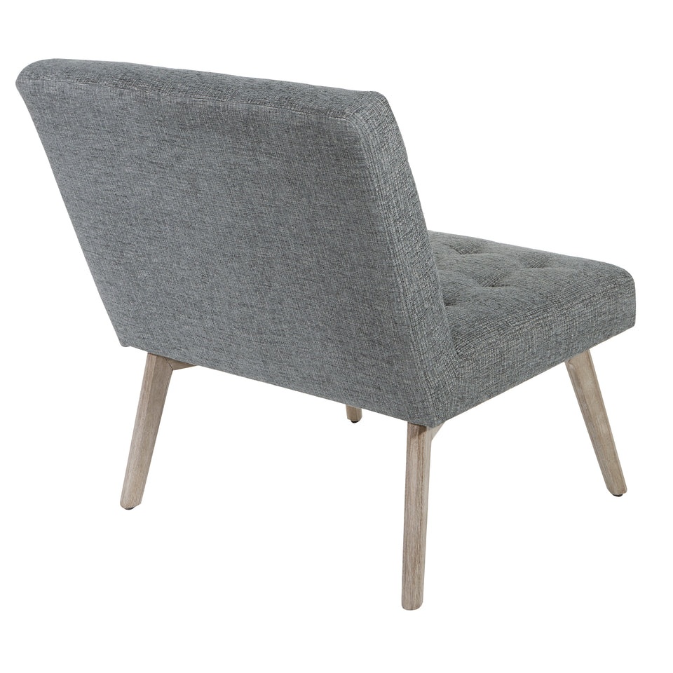 dolores mid century modern tufted lounge chair in charcoal angle back
